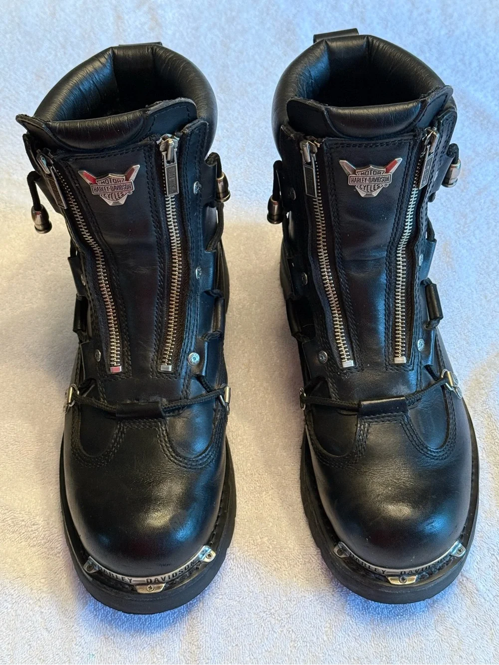 Men’s Harley Davidson Brake Light MC Boots. Leather Uppers,Twin Zippers. 11 1/2